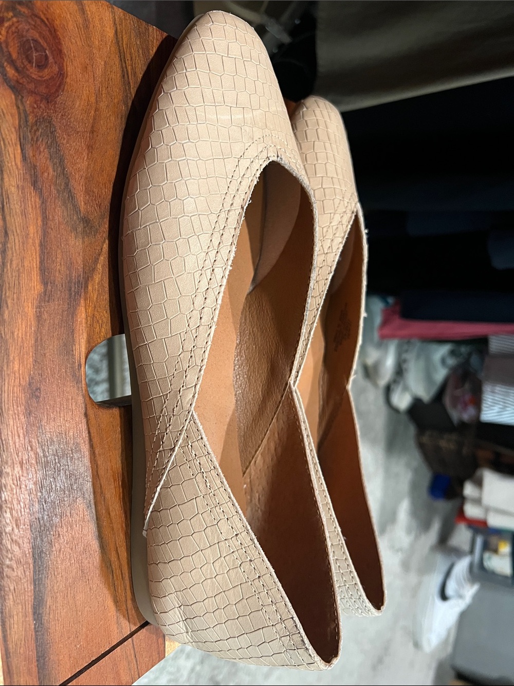 Lucky Brand Women's Beige Textured Ballet Flats